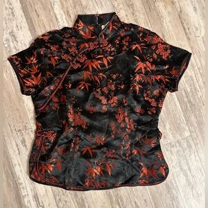 Kim Fashion Asian Floral Frog Button Top